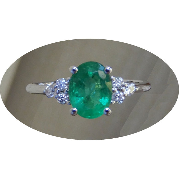 Ring, Smaragd, Diamant, 18K Witgoud