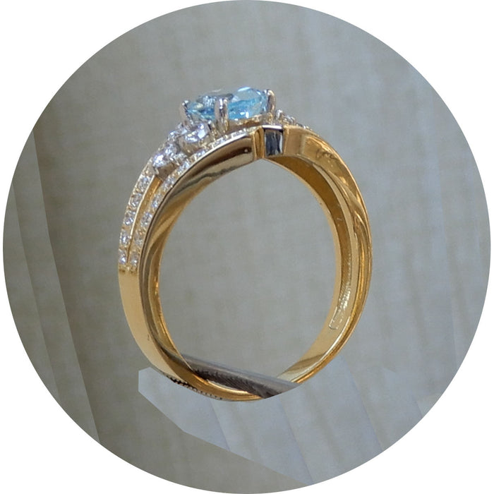 Ring, Aquamarijn, Diamant, 18K