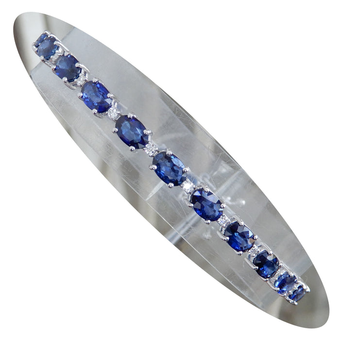 Tennisarmband, Saffier, Diamant, 18K Witgoud