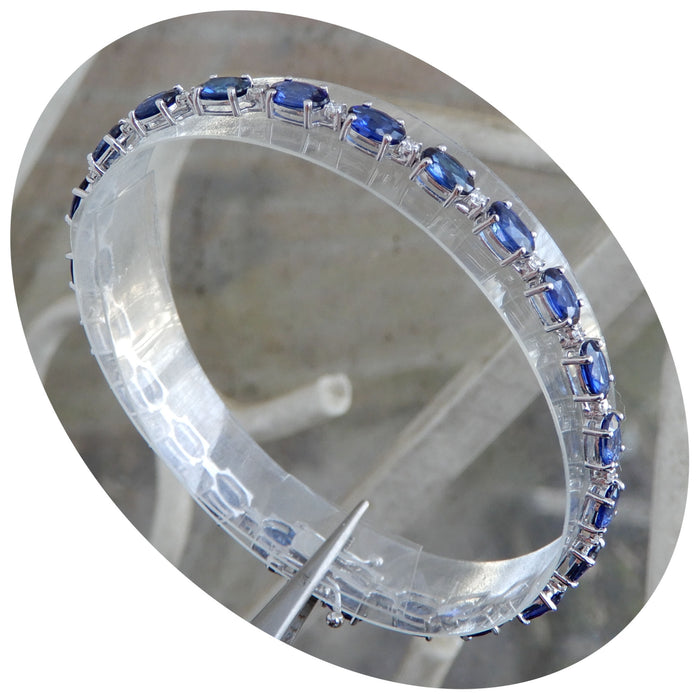 Tennisarmband, Saffier, Diamant, 18K Witgoud