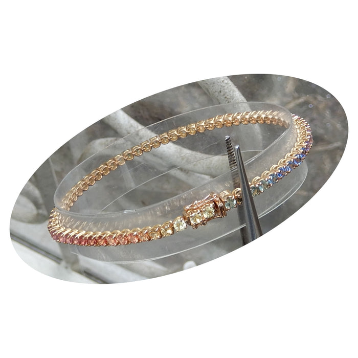 Tennisarmband, Saffier, Multicolor, 18K Goud