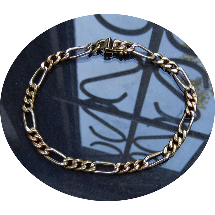 Schakelarmband, Figaro, 14K Goud