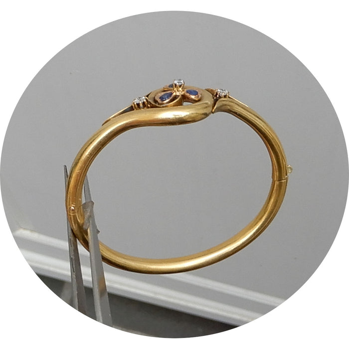 Armband, Saffier, Diamant, 22K, Antiek
