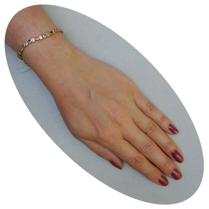 Tennisarmband, Kwarts, Topaas, Peridot, 18K