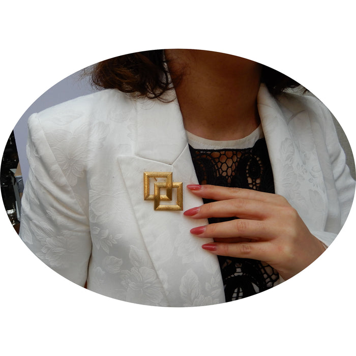 Broche, Vierkanten, 18K Goud