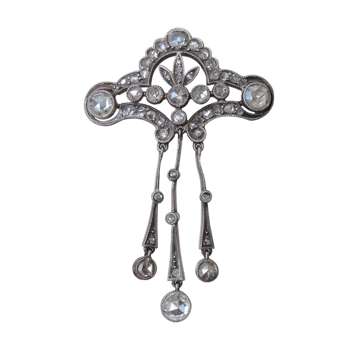 Broche, Diamant, Octopus, 14K, Antiek