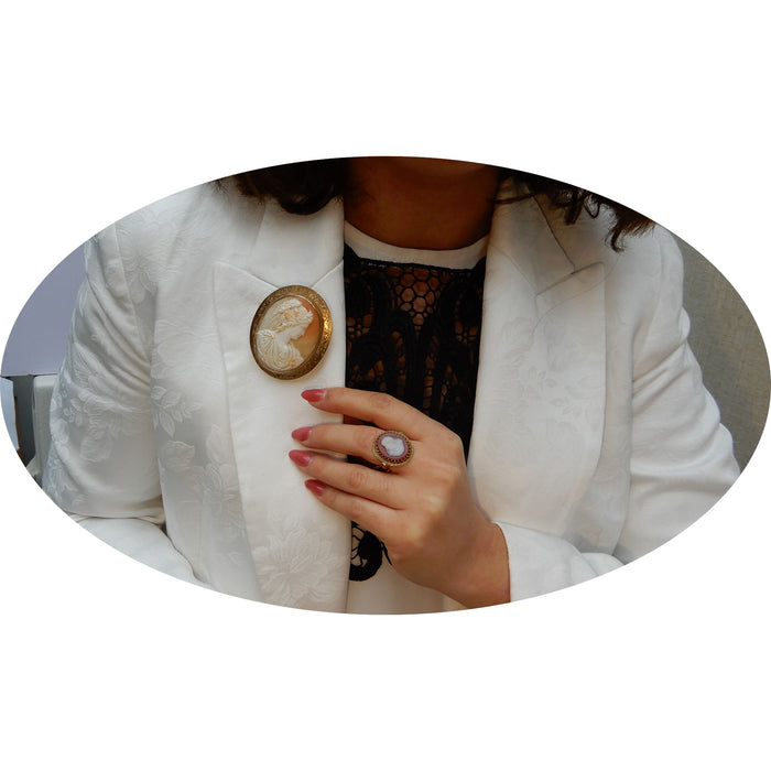 Broche, Camee, 14K, Antiek