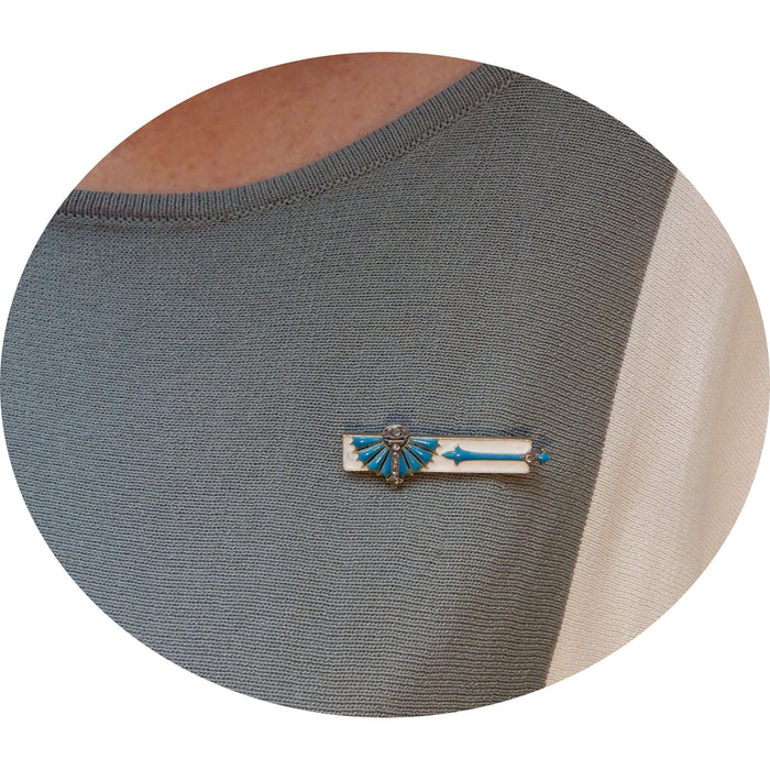 Staafbroche, Email, Roosdiamant, 18K, Art Deco