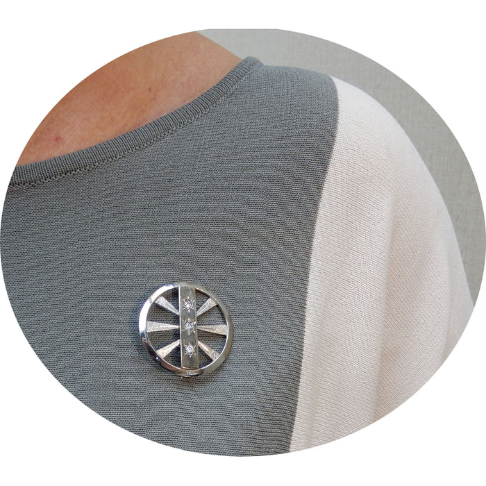 Broche, Diamant, Cirkel, 14K Witgoud