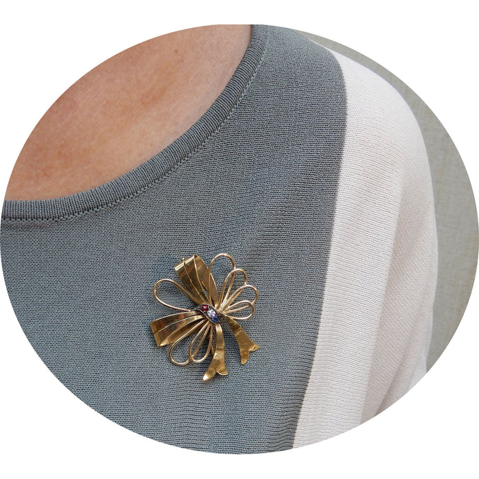 Broche, Diamant, Strik, 14K Goud