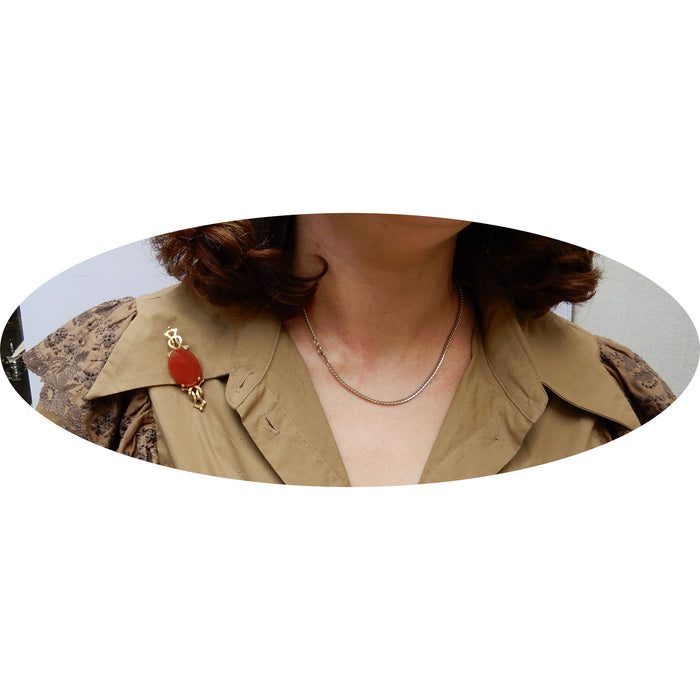 Broche, Carneool, 14K Goud, Vintage