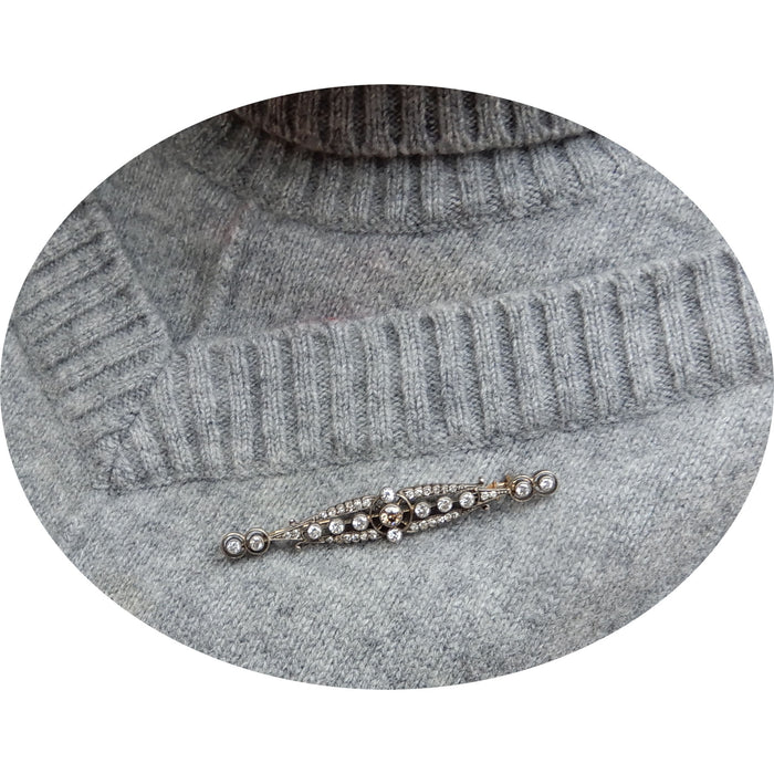 Broche, Diamant, Art Deco, 14K