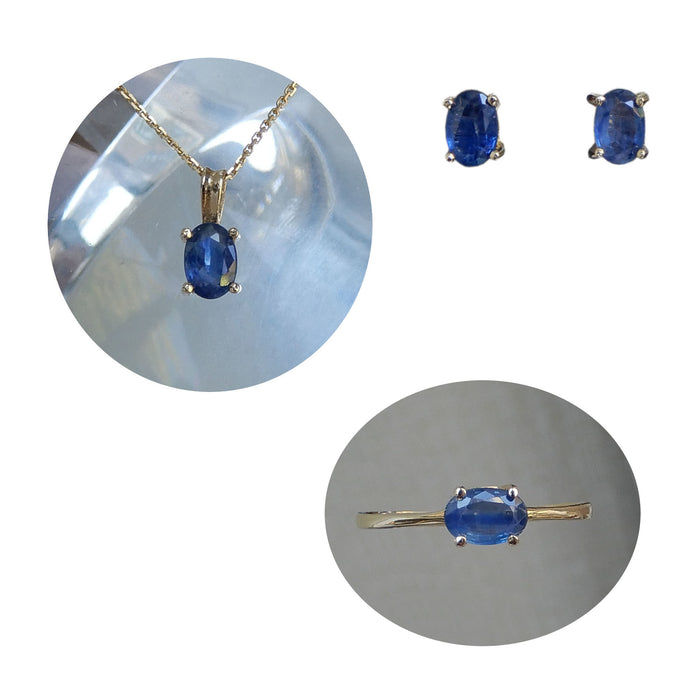 Set, Saffier, drie-delig, 14K Goud