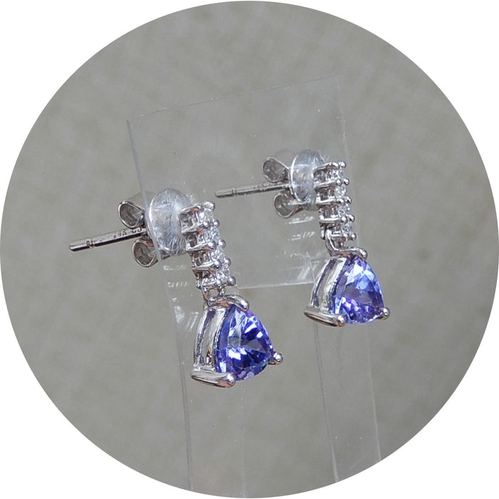 Set, Tanzaniet, Diamant, 14K Witgoud