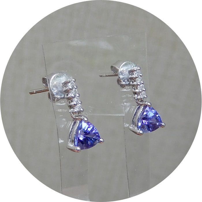 Set, Tanzaniet, Diamant, 14K Witgoud