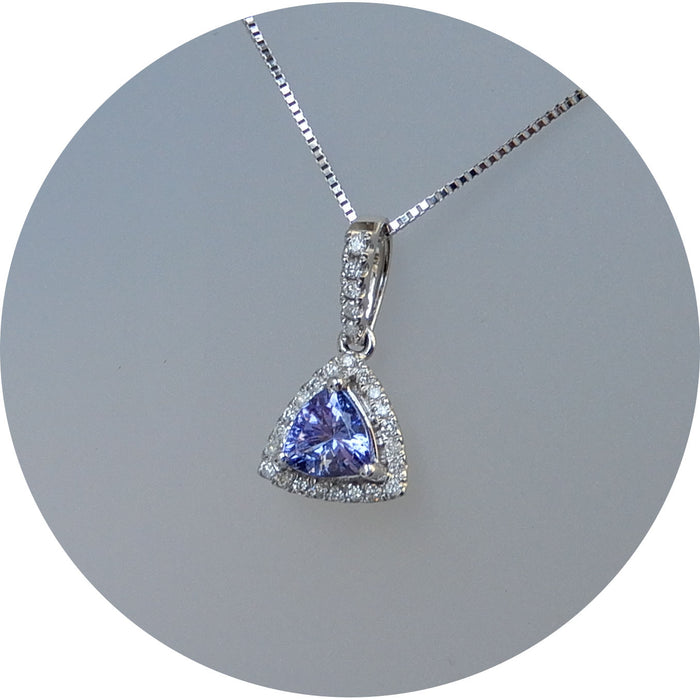 Set, Tanzaniet, Diamant, 14K Witgoud
