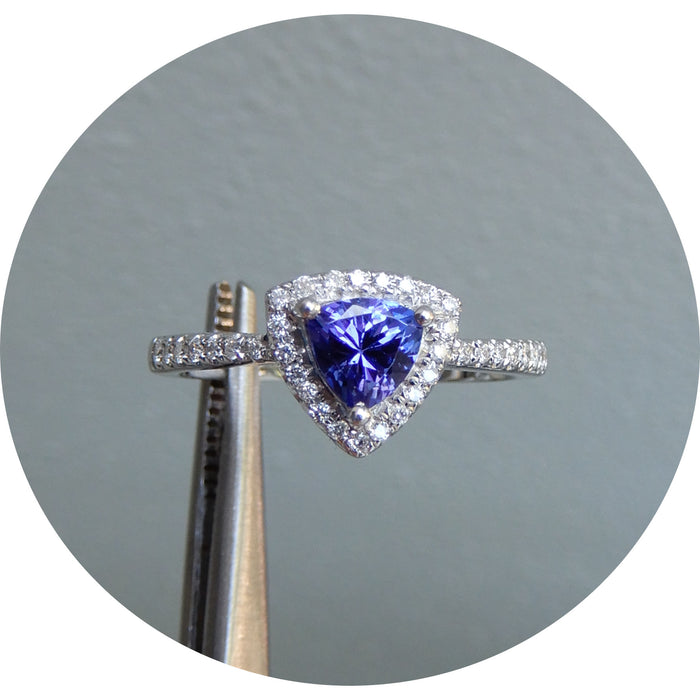 Set, Tanzaniet, Diamant, 14K Witgoud