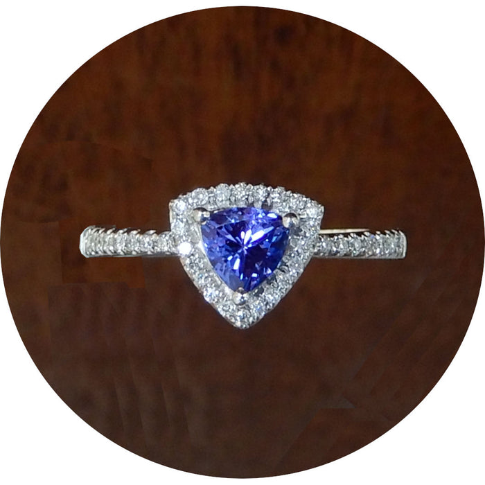 Set, Tanzaniet, Diamant, 14K Witgoud