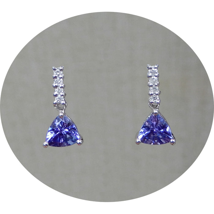 Set, Tanzaniet, Diamant, 14K Witgoud