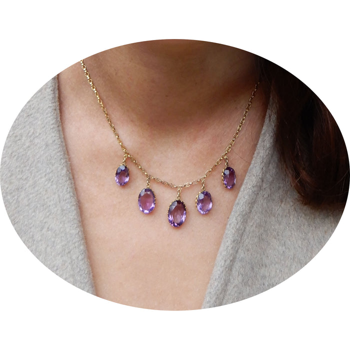 Collier, Amethist, 18K Goud
