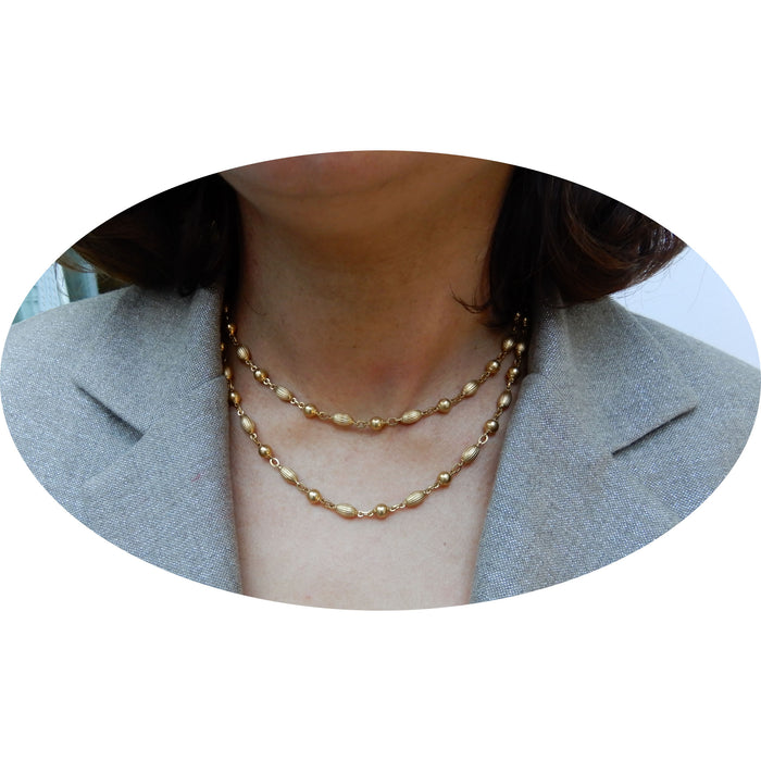 Collier, Amandel, 18K Goud, Vintage