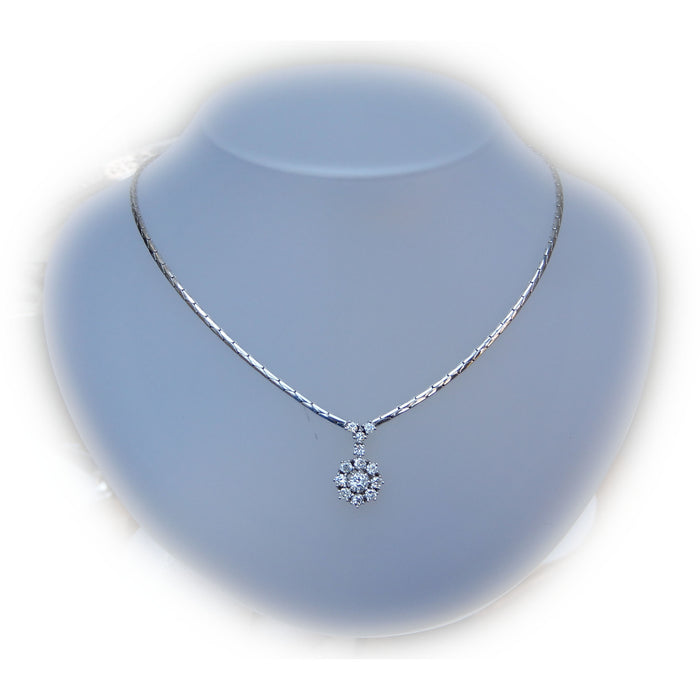 Collier, Rozet, Diamant, 14K Witgoud