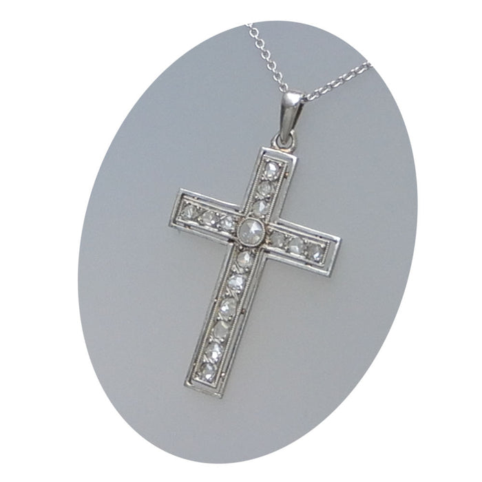 Hanger, Kruis, Platina/14K Witgoud