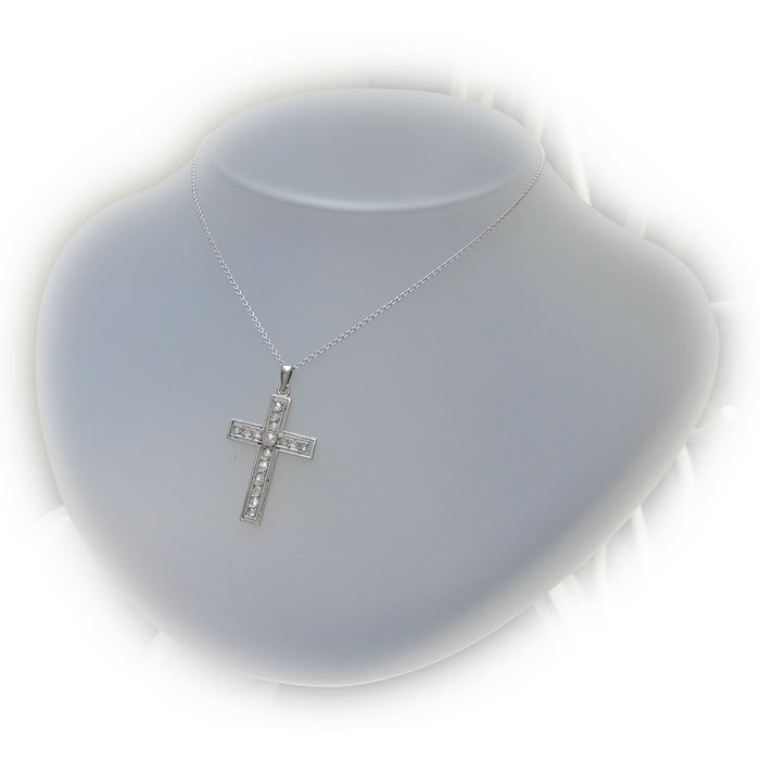 Hanger, Kruis, Platina/14K Witgoud