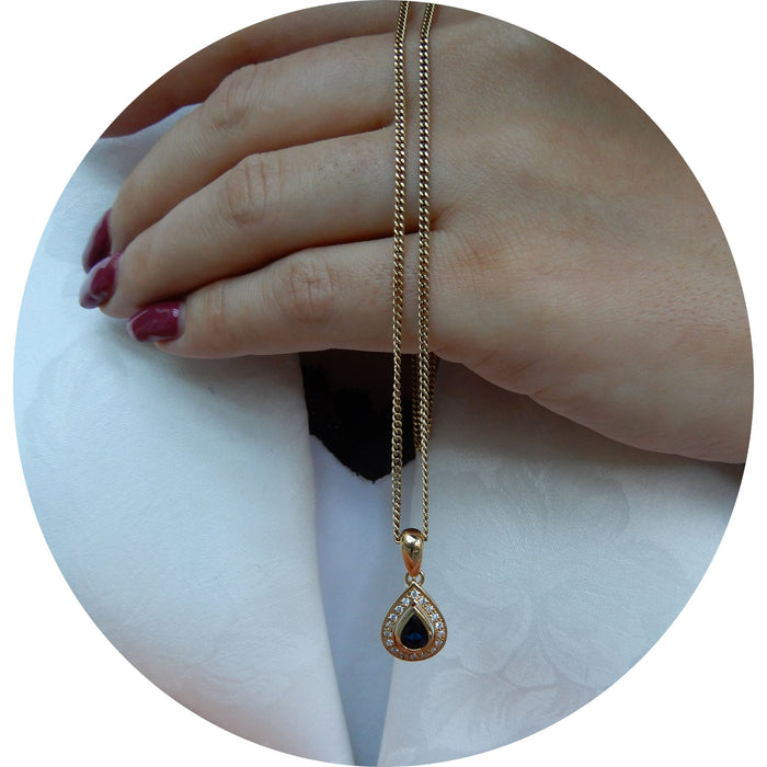 Hanger, Saffier, Diamant, 18K/14K