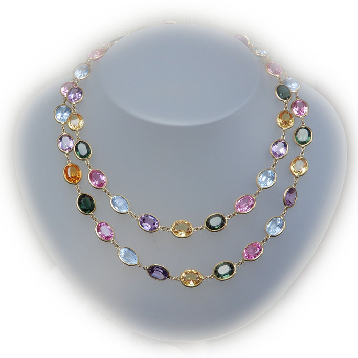Collier, Harlequin, Edelsteen Multicolor, 18K