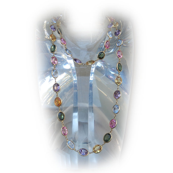 Collier, Harlequin, Edelsteen Multicolor, 18K