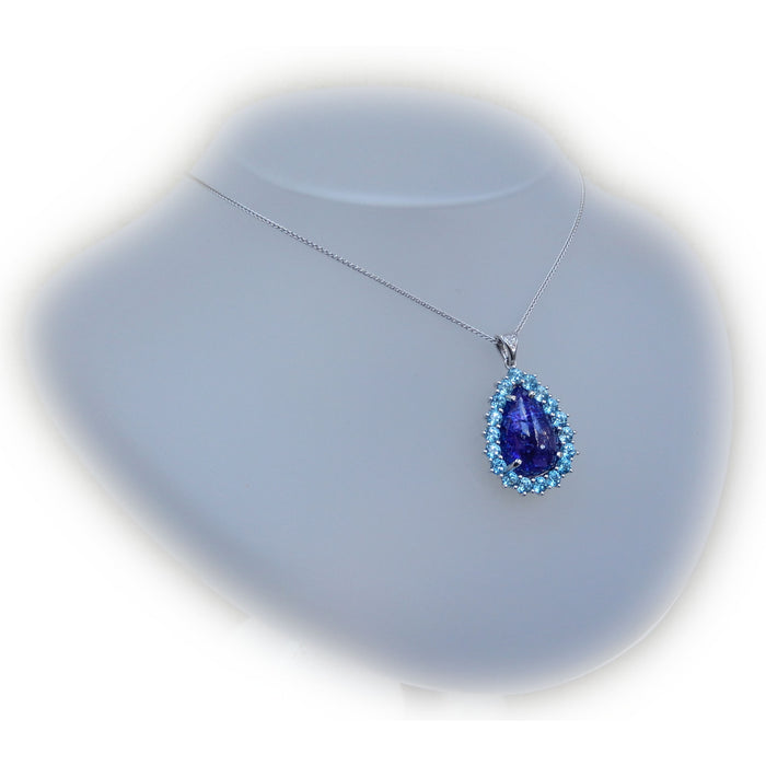 Hanger, Tanzaniet, Zirkoon, 18K Witgoud