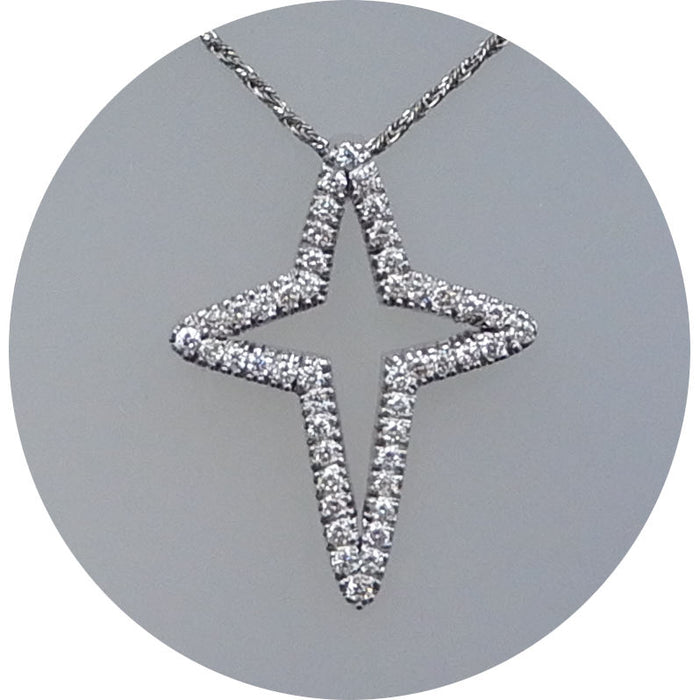 Hanger, Ster, Diamant, 18K Witgoud