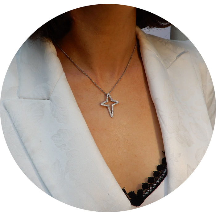 Hanger, Ster, Diamant, 18K Witgoud