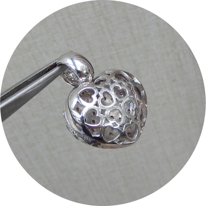 Hanger, Hart, Diamant, 18K Witgoud