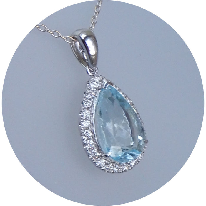 Hanger, Aquamarijn Diamant, 18K Witgoud