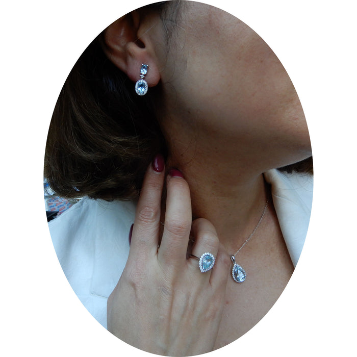 Hanger, Aquamarijn Diamant, 18K Witgoud