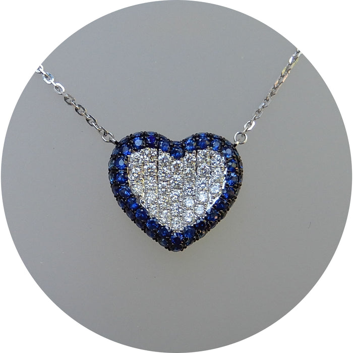 Hanger, Hart, Saffier, Diamant, 18K