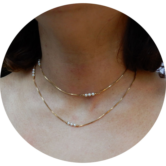 Collier, Venetiaans, Parels, 14K
