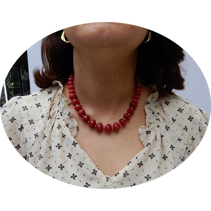 Collier, Robijn, 18K Sluiting