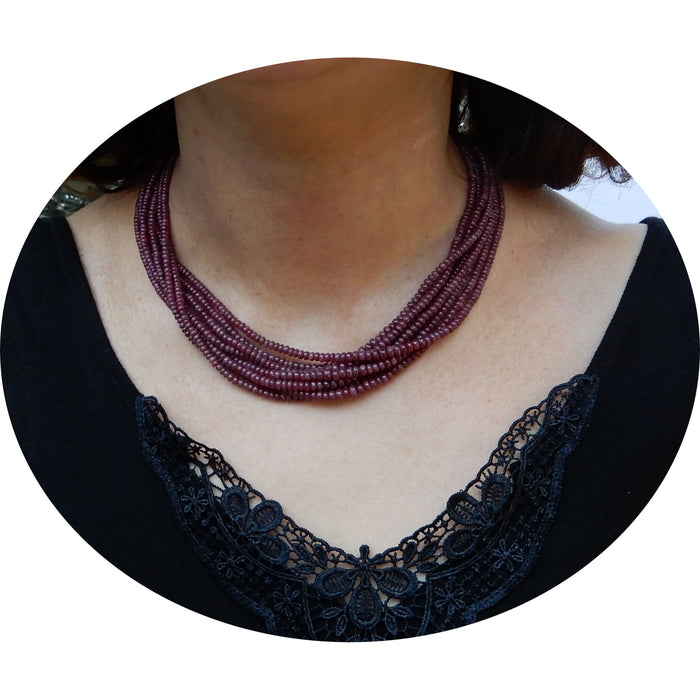 Collier, Robijn, 14K Sluiting