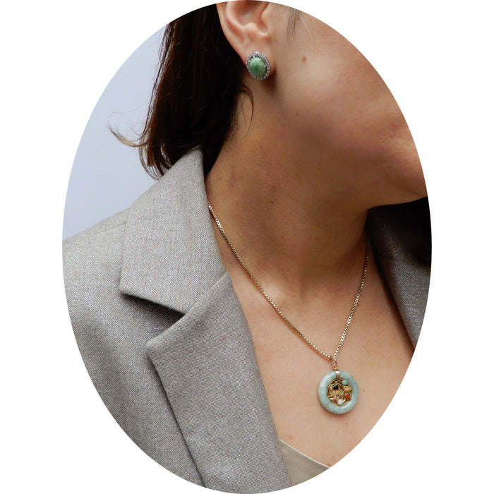 Cirkelhanger, Multicolor Jade, 14K
