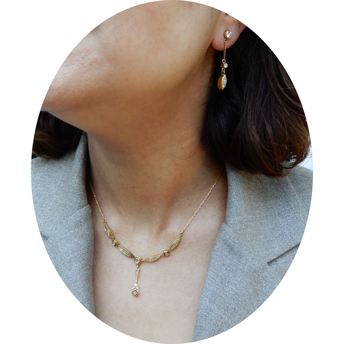 Collier, Roosdiamant, 14K Goud