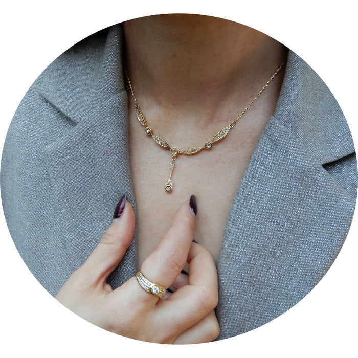 Collier, Roosdiamant, 14K Goud
