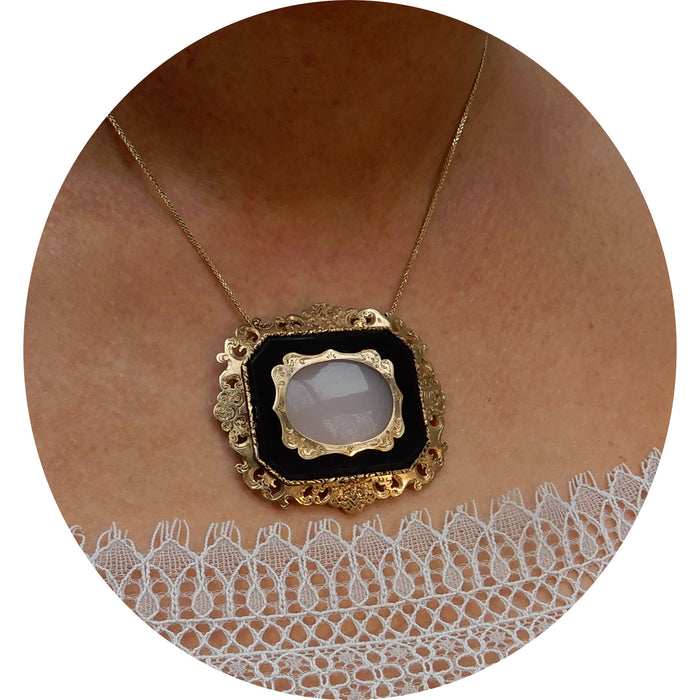 Hanger, Onyx, Agaat, 14K