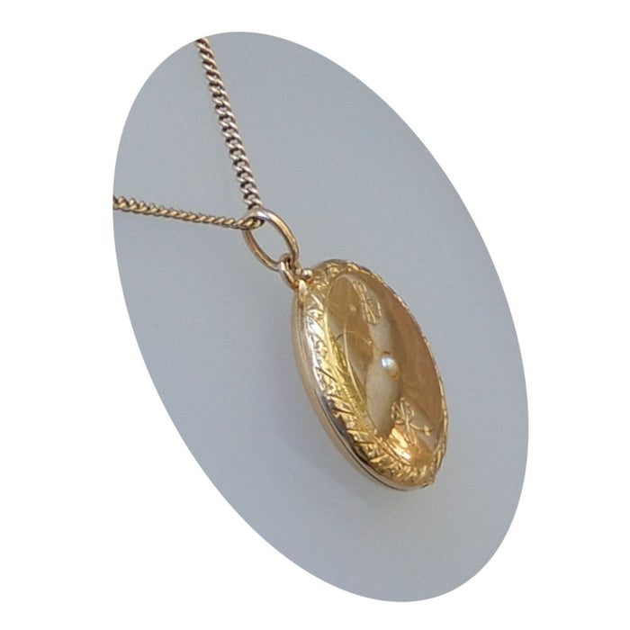 Medaillon, 14K Goud, Collier, Vintage