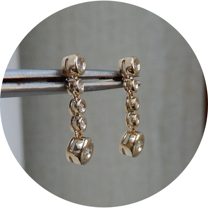 Oorhangers, Diamant, 14K Geelgoud