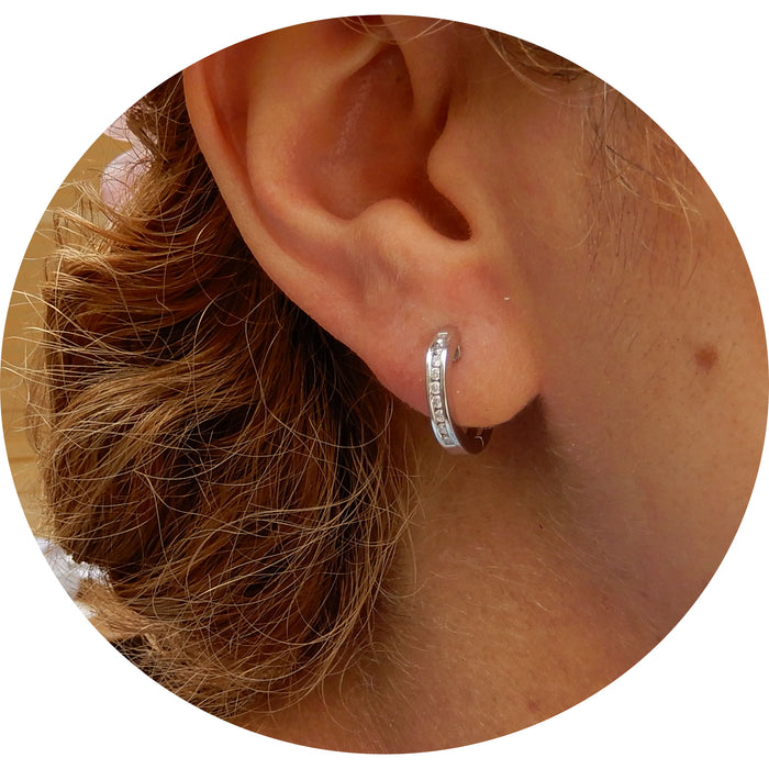 Creolen, Diamant, 14K Witgoud