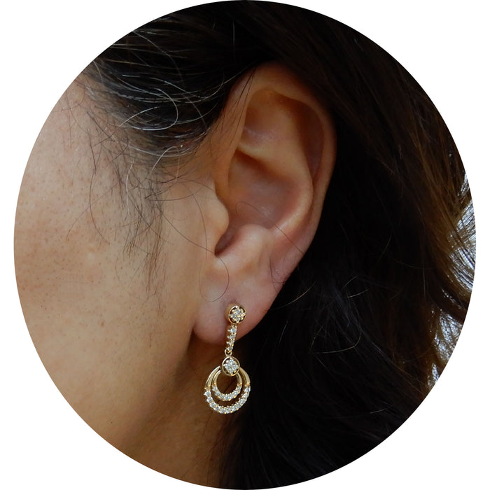 Oorhangers, Diamant, Cirkel, 14K Goud