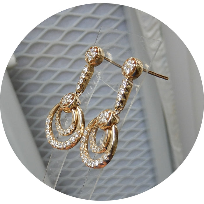 Oorhangers, Diamant, Cirkel, 14K Goud